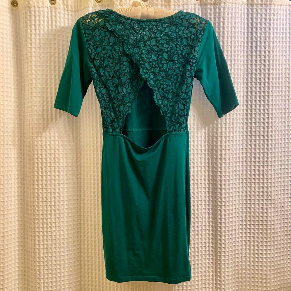 Aritzia Talula Green Lace-Back Mini Dress